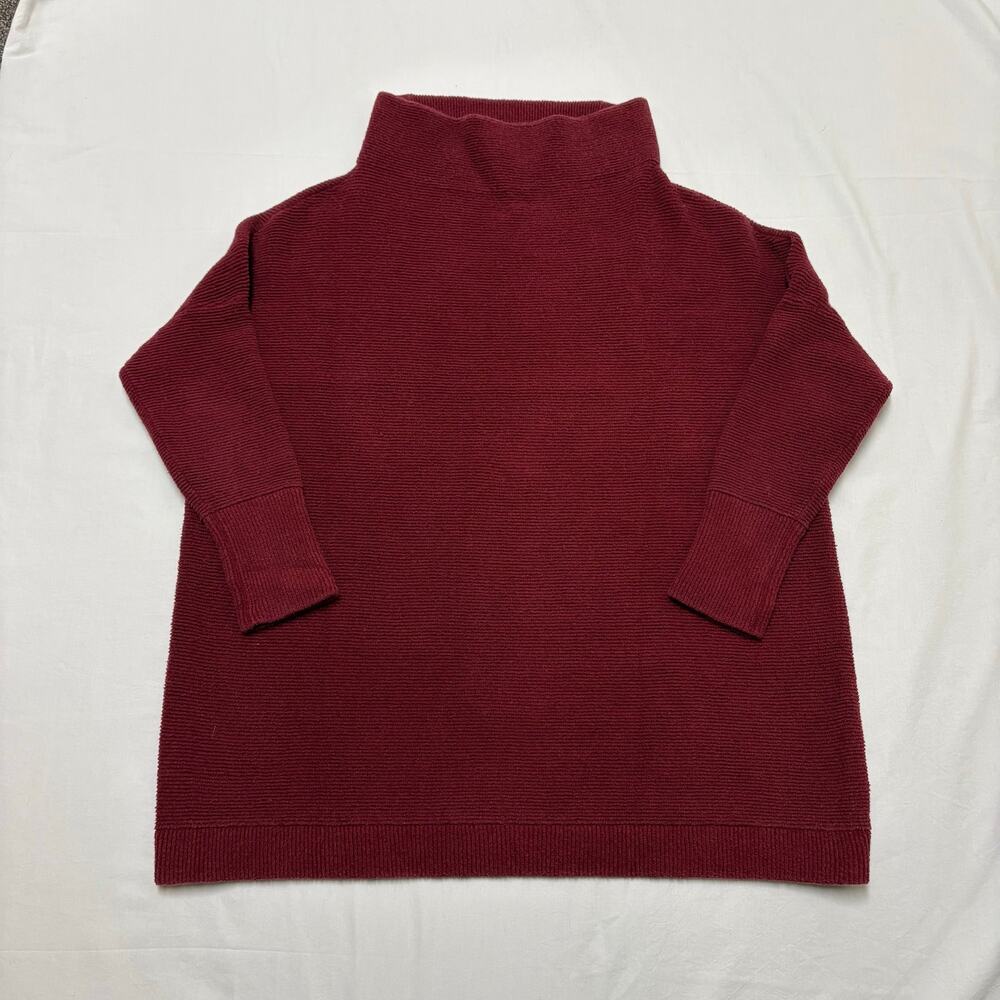 Free People Ottoman Slouchy Tunic Sweater Red Berry Mock Neck Size S